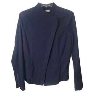 209wst38 Women’s Navy Blue Asymmetric Zip Jacket Size 8